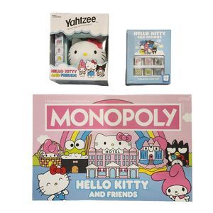 Hasbro Hello Kitty Game Bundle Monopoly Yahtzee and Premium Dice with Tin NWT